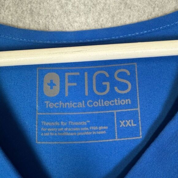 Figs technical collection scrub top v neck womens XXL blue halthcare nursing - Picture 2 of 6